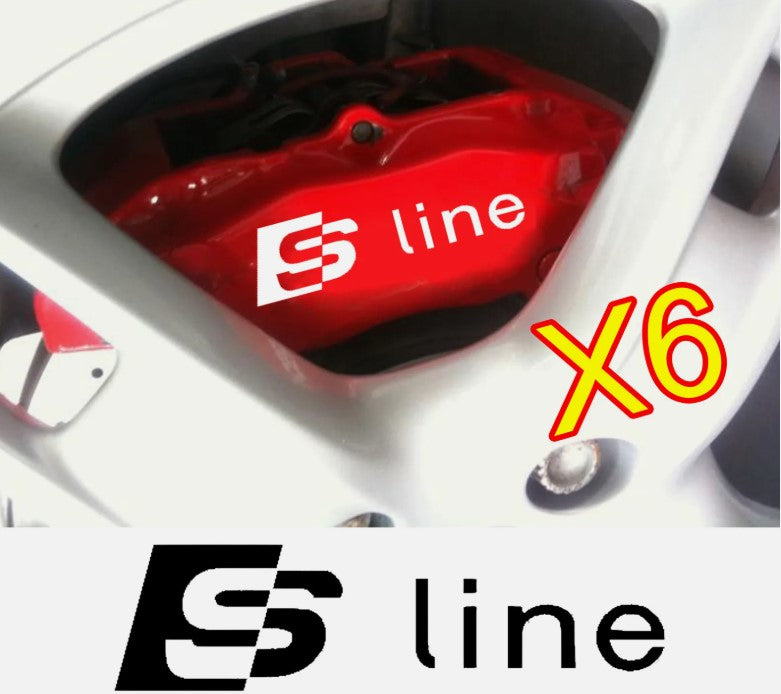 6 X Stickers Sline pour étrier de frein - Autocollants pour Audi S line