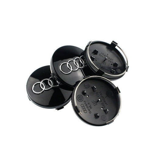 4x 60mm Noir Logo EMBLÈME Cache moyeu jante Centre de roue pour Audi 4B0601170
