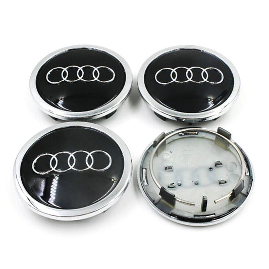 4x 69mm Noir Logo EMBLÈME Cache moyeu jante Centre de roue pour Audi 4B0601170A