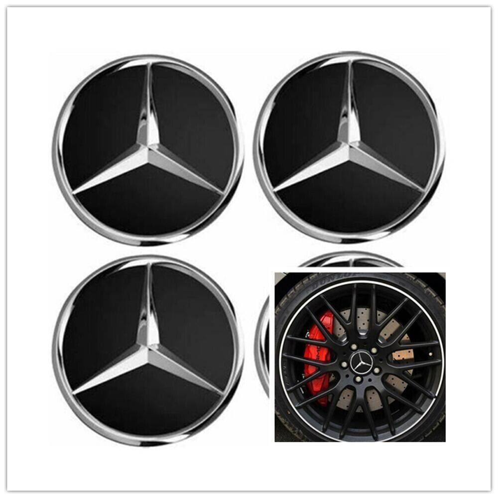 4X embleme Jante Centres De Roue Caches Moyeu Pour Mercedes 60mm Noir Logo