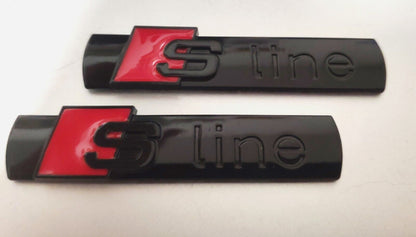 Lot de 2 Logo Emblème Badge Sline S Line Audi Noir Brillant Neuf